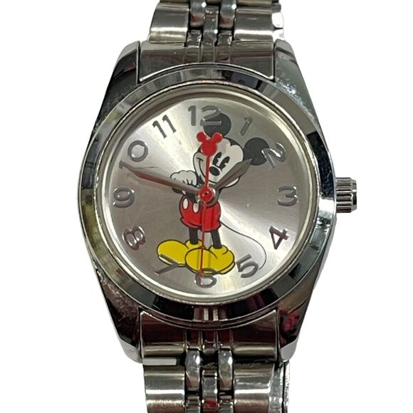 Disney Women's Mickey Mouse Silver-Tone Stainless Steel 7" Band Watch MCK807 - Picture 2 of 12